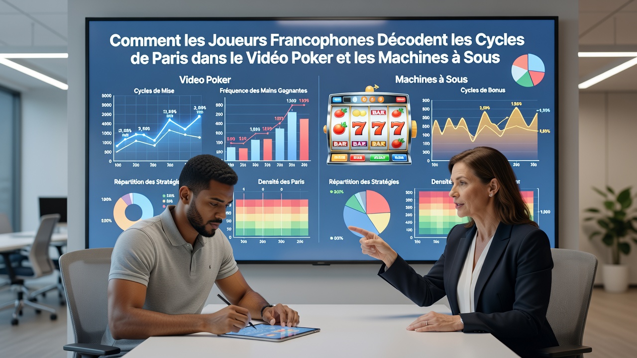 Detailed chart comparing slot machine RTP percentages and video poker strategy adjustments used by French-speaking gamblers